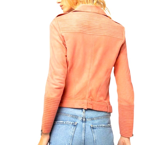 *BRAND NEW* AS by DF* gently worn Pink rose suede moto jacket! - Picture 1 of 3